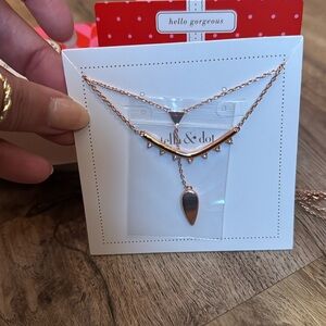 Stella & Dot Rose Gold Tiered Lariat Necklace NEW